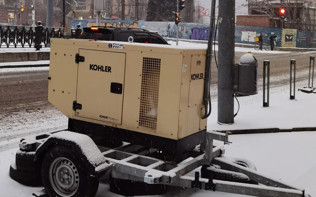 A towable Kohler diesel generator on a trailer